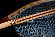 Custom Fly Fishing Net - Carob w/Bloodwood heart inlay. The hoop is Curly Maple & Purpleheart