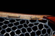 Custom Fly Fishing Net - Carob w/Bloodwood heart inlay. The hoop is Curly Maple & Purpleheart