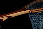 Custom Fly Fishing Net - Carob w/Bloodwood heart inlay. The hoop is Curly Maple & Purpleheart