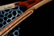 Custom Fly Fishing Net - Carob w/Bloodwood heart inlay. The hoop is Curly Maple & Purpleheart