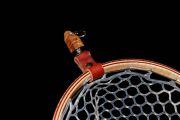 Custom Fly Fishing Net - Carob w/Bloodwood heart inlay. The hoop is Curly Maple & Purpleheart