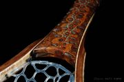 Banksia Pod handle, Black Walnut & Curly Maple hoop with Kingman Turquoise and copper inlays