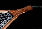 Banksia Pod handle, Black Walnut & Curly Maple hoop with Kingman Turquoise and copper inlays