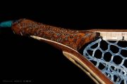 Banksia Pod handle, Black Walnut & Curly Maple hoop with Kingman Turquoise and copper inlays