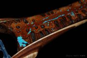 Banksia Pod handle, Black Walnut & Curly Maple hoop with Kingman Turquoise and copper inlays