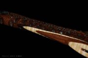 Banksia Pod handle, Black Walnut & Curly Maple hoop with Kingman Turquoise and copper inlays