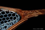 Custom Fly fishing Net of Oak Burl. Inlaid copper Kingma Turqunoise/Copper fill natural inclusions