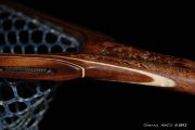 Custom Fly fishing Net of Oak Burl. Inlaid copper Kingma Turqunoise/Copper fill natural inclusions