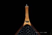 Custom Sierra Nets Fly fishing Net in Cat's Paw Burl Maple & Wenge.  Custom Inlay of Bearfish 