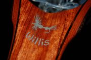 Aluminum inlay on figured Bubinga