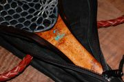 A Kingman Turquoise & Copper Stimulator on Carolina Cherry Burl