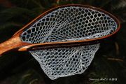 Sierra Nets Custom Fly Fishing Net- Eucalyptus Burl, Curly Mahogany, Cherry & Wenge