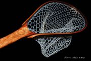 Sierra Nets Custom Fly Fishing Net- Eucalyptus Burl, Curly Mahogany, Cherry & Wenge