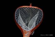 Custom Oak Burl Net by Sierra Nets.  Turquoise, Copper & Bronze inlays.