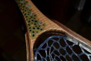 This Brown Trout design is inlaid with Turquoise, Fire Coral, Bronze, Black Stone,  & Brass