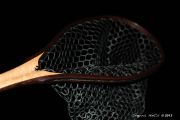 Custom time Maple, Wenge, Ebony fly fishing net with Kingman turquoise and copper inlays