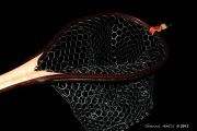 Custom time Maple, Wenge, Ebony fly fishing net with Kingman turquoise and copper inlays