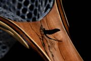 A mayfly silhouette inlaid in black stone