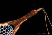 Custom Claro Walnut Fly Fishing Net by Sierra Nets w-Two Custom Carolina Cherry Burl Reel Seats