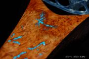 Hand-Carved custom fly inlay in Kingman Turquoise & Copper