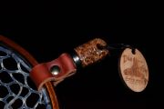 Sierra Nets Custom Black Oak Burl (w/Turquoise & Copper inlays) Leather Magnetic Net Release-$105.00