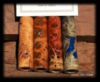 Carolina Cherry, Amboyna & Buckeye Burl Reel Seat w/inlays of Copper, Azurite, & Malachite