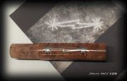 Maple Burl Reel Seat with Inlaid Aluminum Rock Climbing Lightening Bolt Symbol