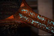 Trancendence-A Custom Banksia Pod Net with inlaid Kingman Turquoise by Sierra Nets