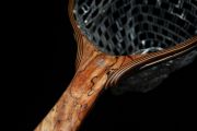 Custom Net by Sierra nets-Beautiful Spalted Maple & Wenge net with inlaid aluminum monogram and fly 