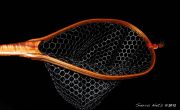 Sierra Nets Custom Curly Koa, Teak, Wenge, and Mahogany Net with Chrisocolla Inlays