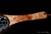 Cat's Paw Burl Maple with copper inlaid into the open burl eyes. The hoop is Wenge and all accents a