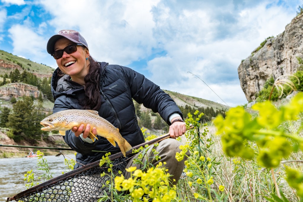Camille Egdorf McCormick with a fine Trout and her Custom Sierra Net Photo By Matt McCormick